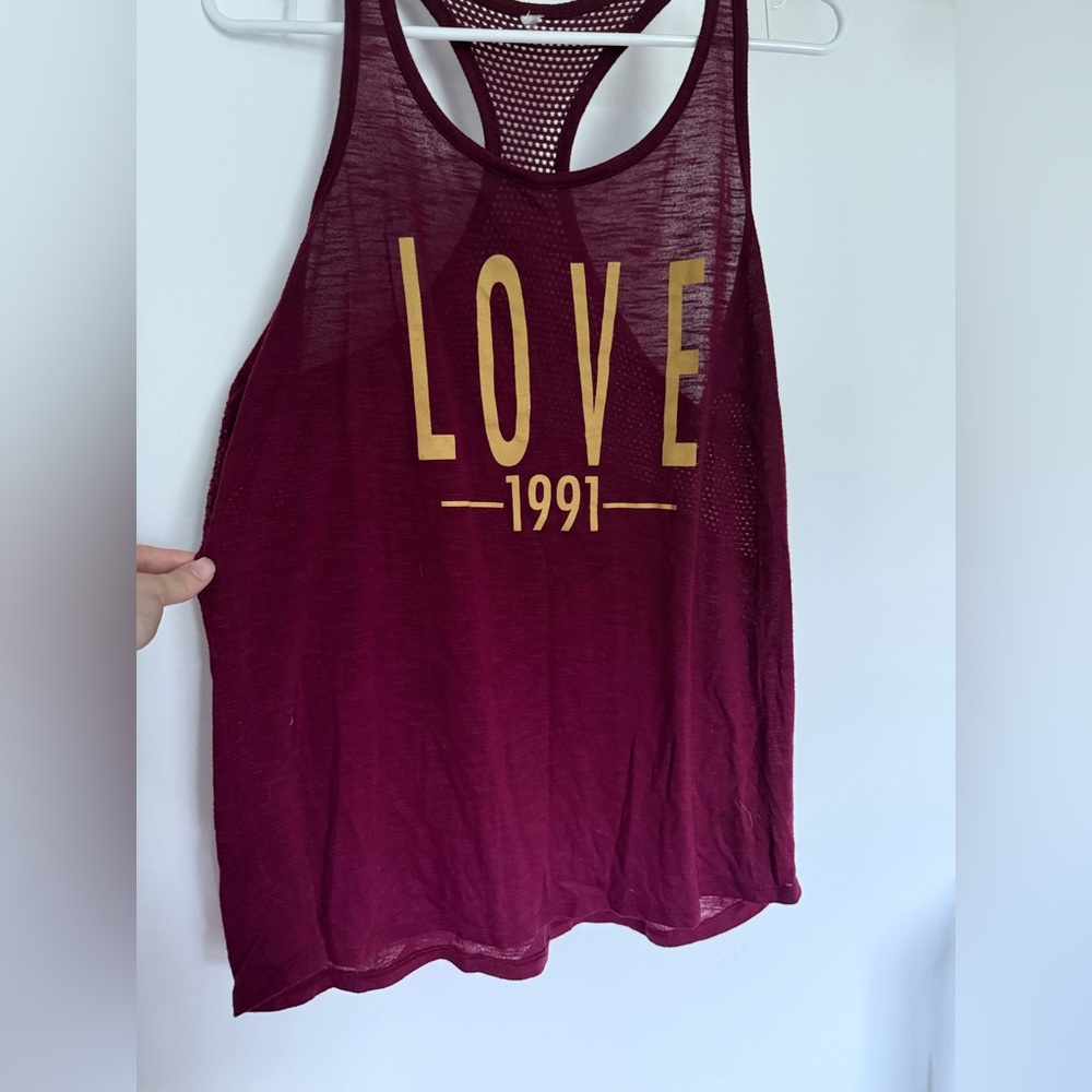 No Boundaries Maroon Tank Top with Gold Print